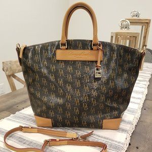 Dooney & Bourke Signature 1975 Vanessa Satchel DB75, Brown / TMoro Biscuit, Used